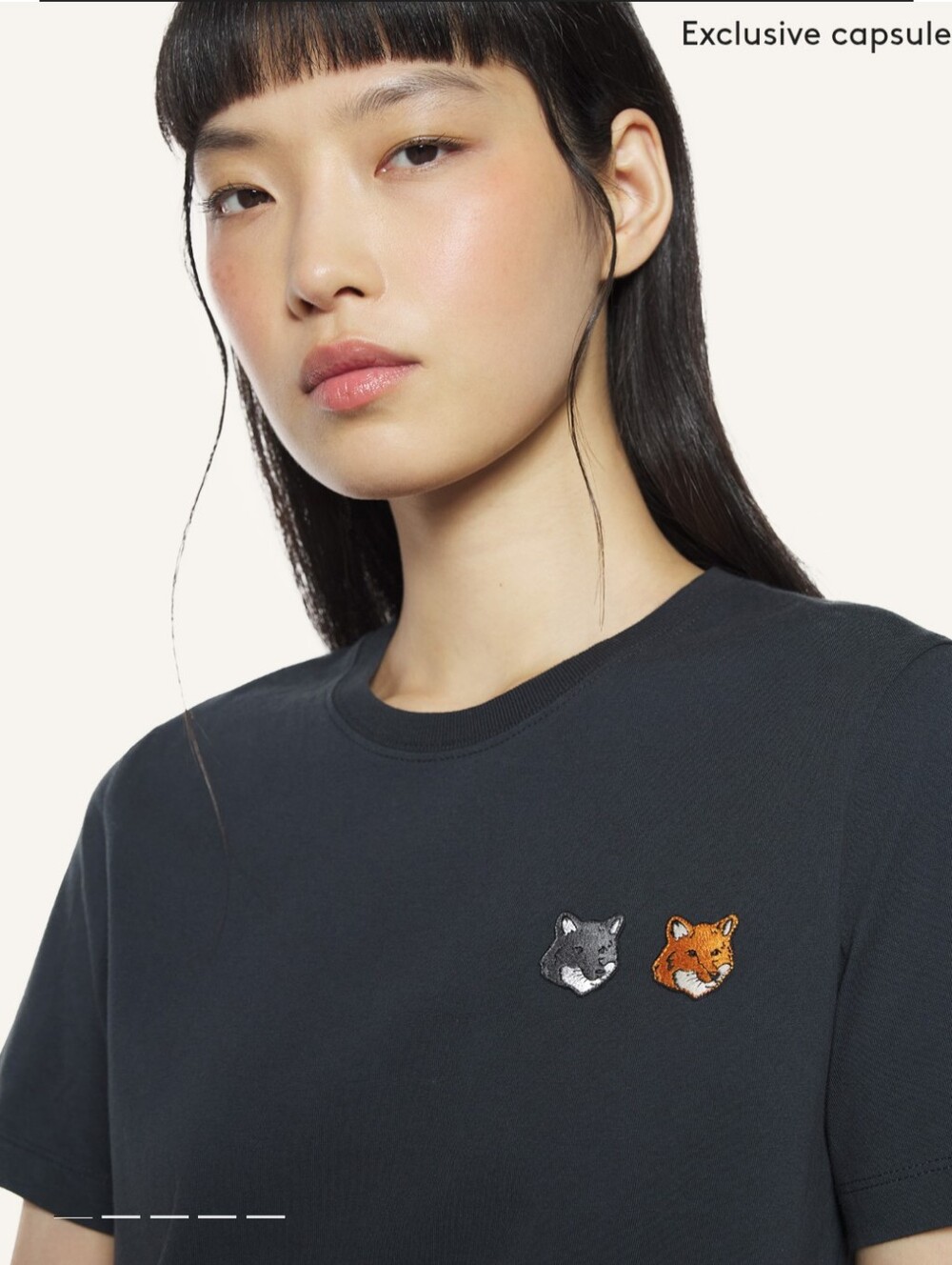 Maison Kitsuné Black Double Fox Head Patch T-Shirt in S